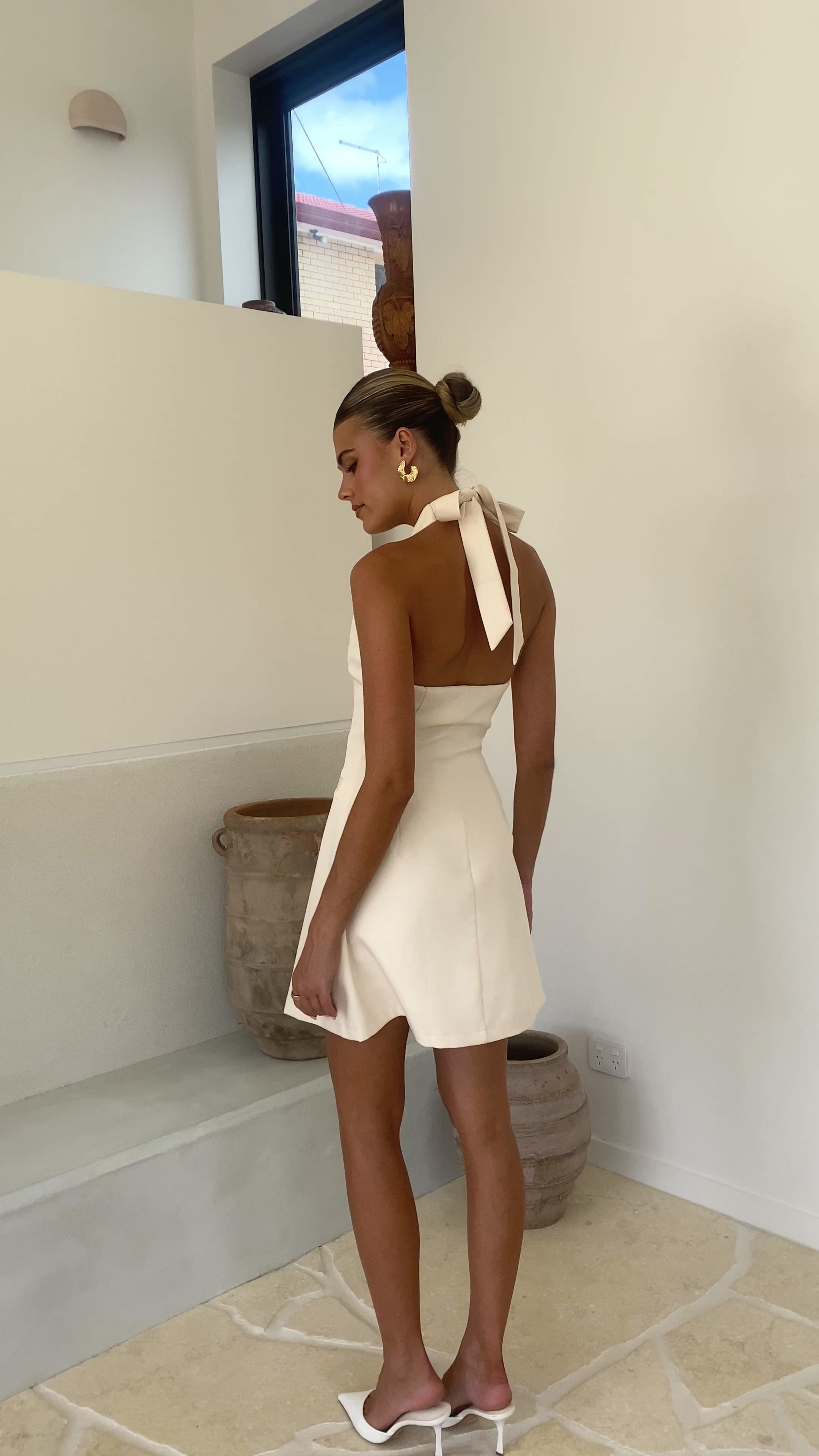 Maia Halter Neck Mini Dress - Cream