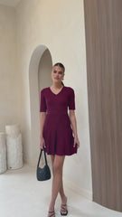 Jasmyn Mini Dress - Burgundy
