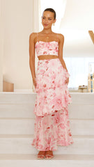 Maeva Crop Top - Pink / White Print