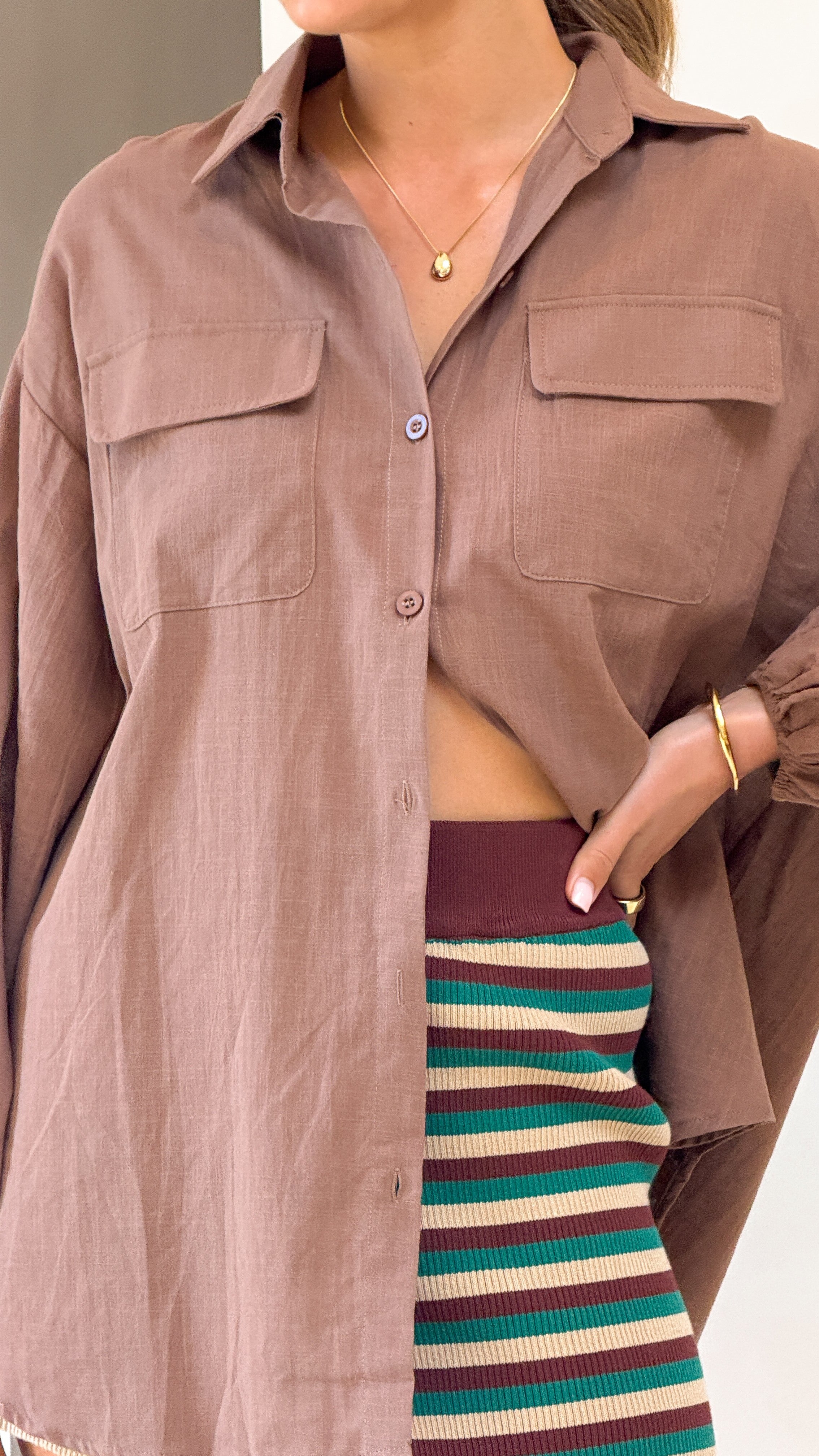 Bianca Knit Ribbed Shorts - Green Stripe