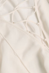 Avalon-Lace-Up Balloon-Sleeve Mini Dress in Ivory