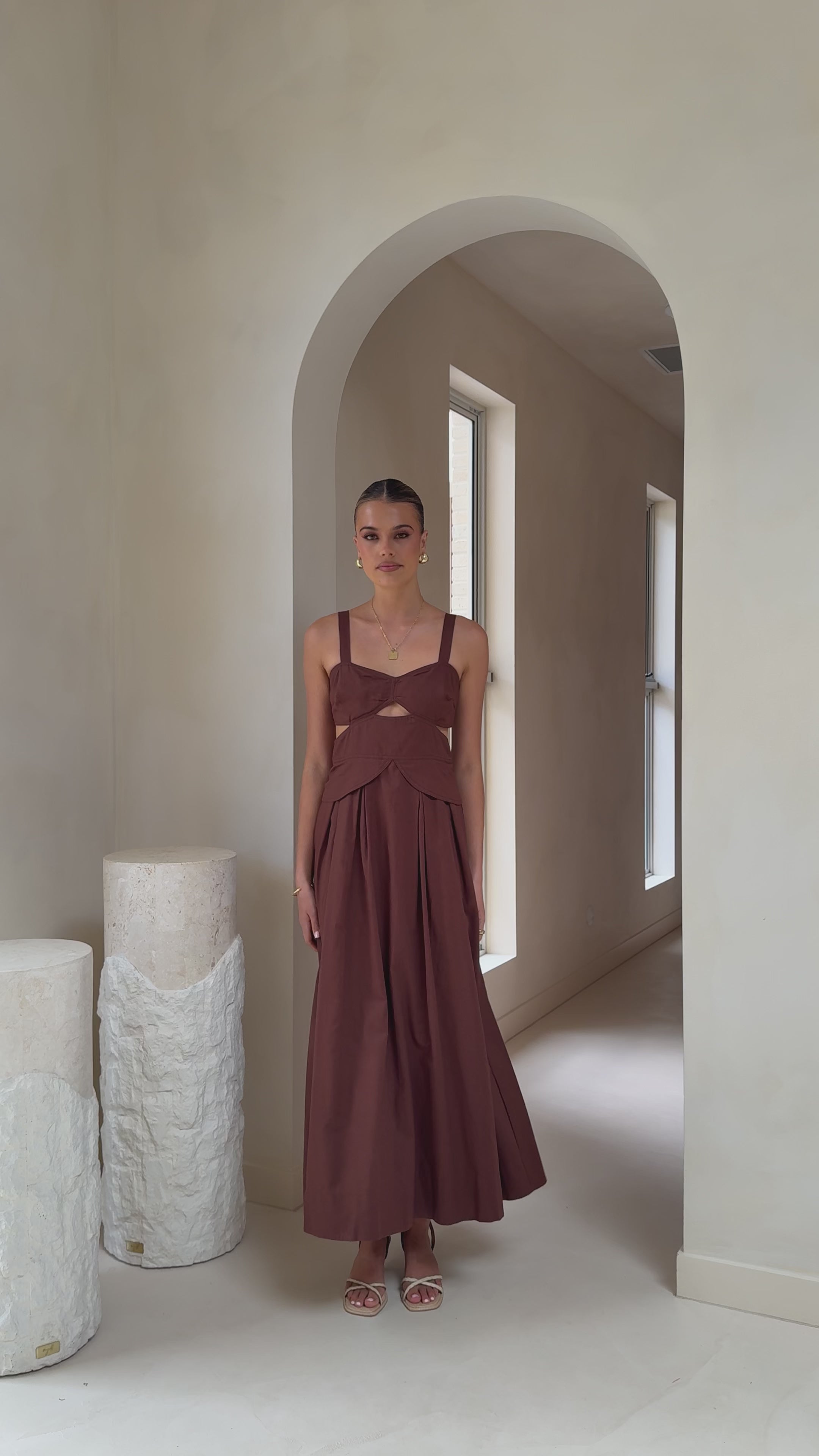 Harleigh Midi Dress - Brown