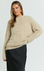 Joena Jumper - Fluffly Knit Jumper in Neutral