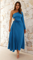 Gwen One Shoulder Maxi Dress - Blue