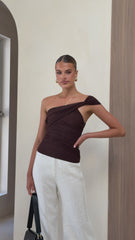 Liana Asymmetrical Top - Chocolate