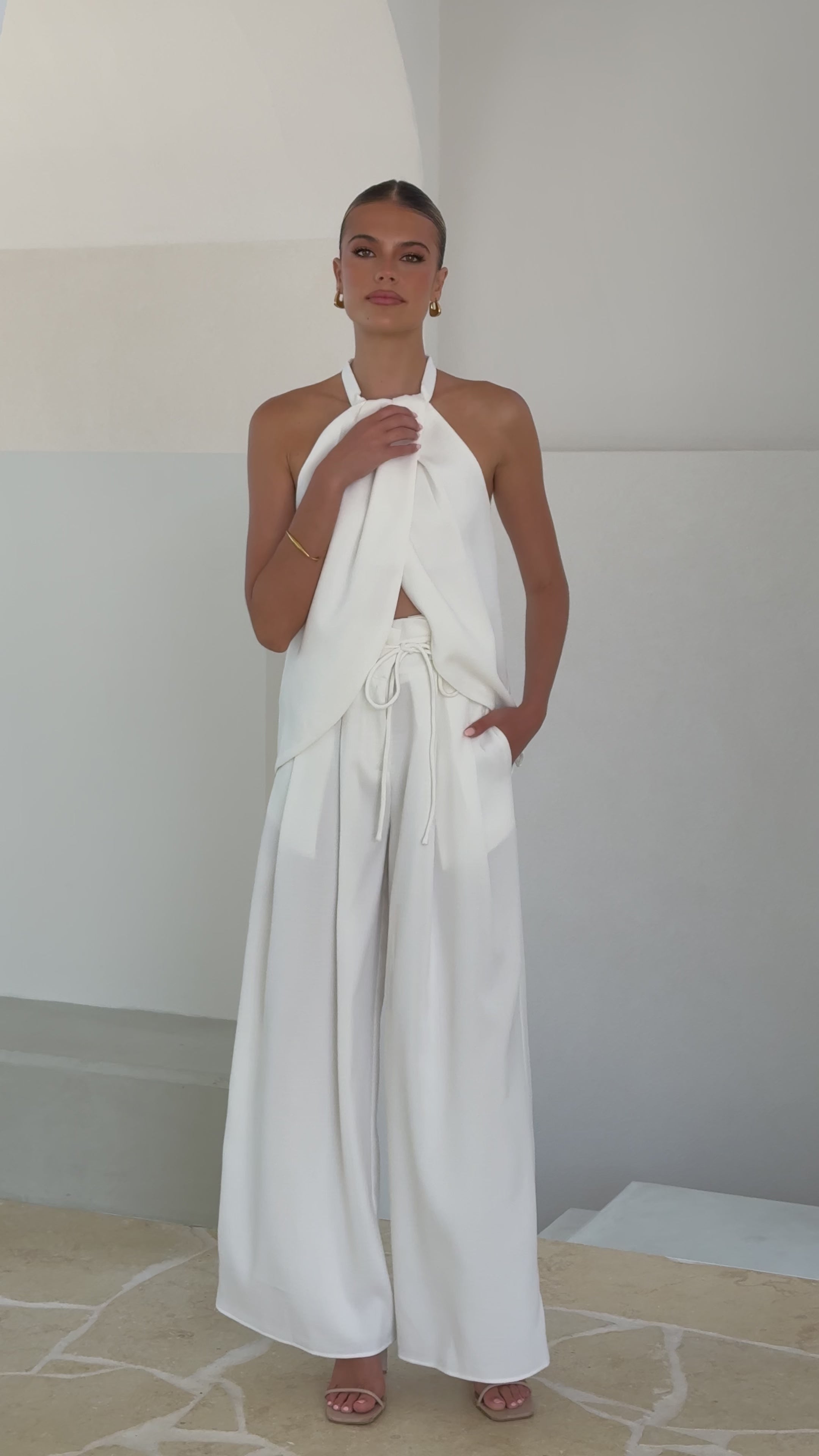 Melinda High Waist Pants - White