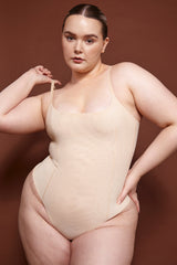 Intimates-Soft Mesh Bodysuit in Beige