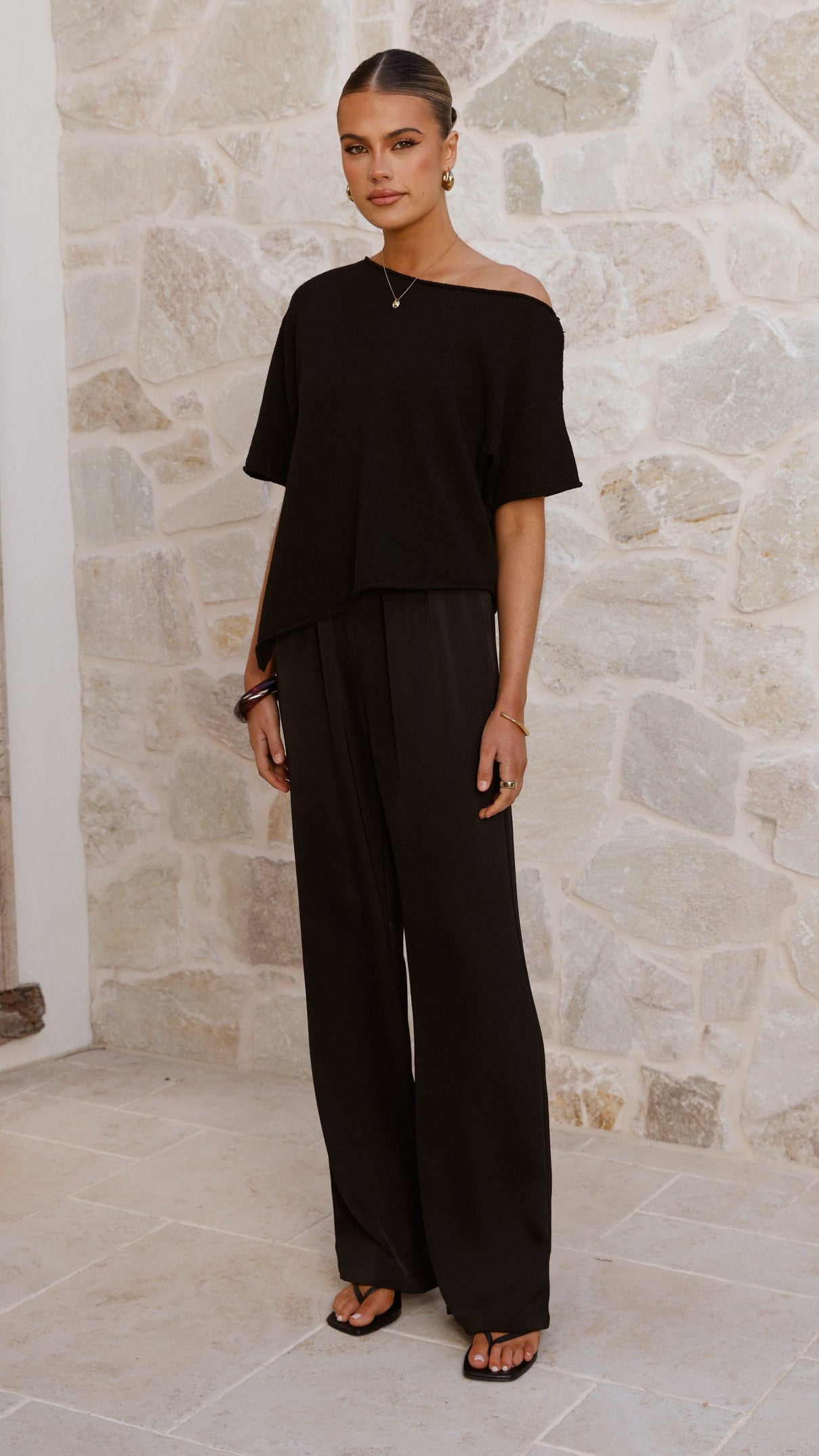 Blair Off Shoulder Tee - Black