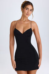 Tesni-Strap-Detail Halterneck Mini Dress in Black