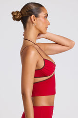 Rocio-Contrast Binding Cami Top in Fire Red