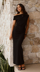 Helana Off Shoulder Maxi Dress - Black