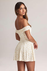 Jaida-Modal Off-Shoulder A-Line Mini Dress in Floral Print