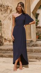 Emma One Sleeve Maxi Dress - Navy