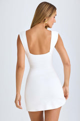 Leya-Modal Ruched A-Line Mini Dress in White