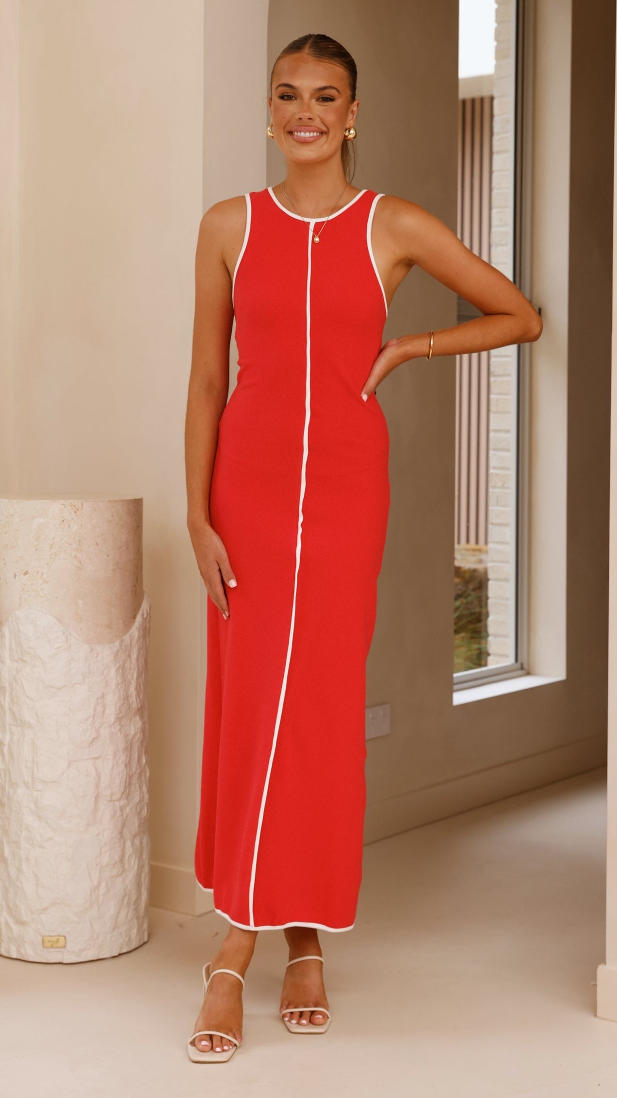 Milli Maxi Dress - Red/White