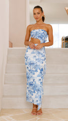 Zinnia Midi Dress - Blue Floral