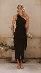 Clara One Shoulder Maxi Dress - Black
