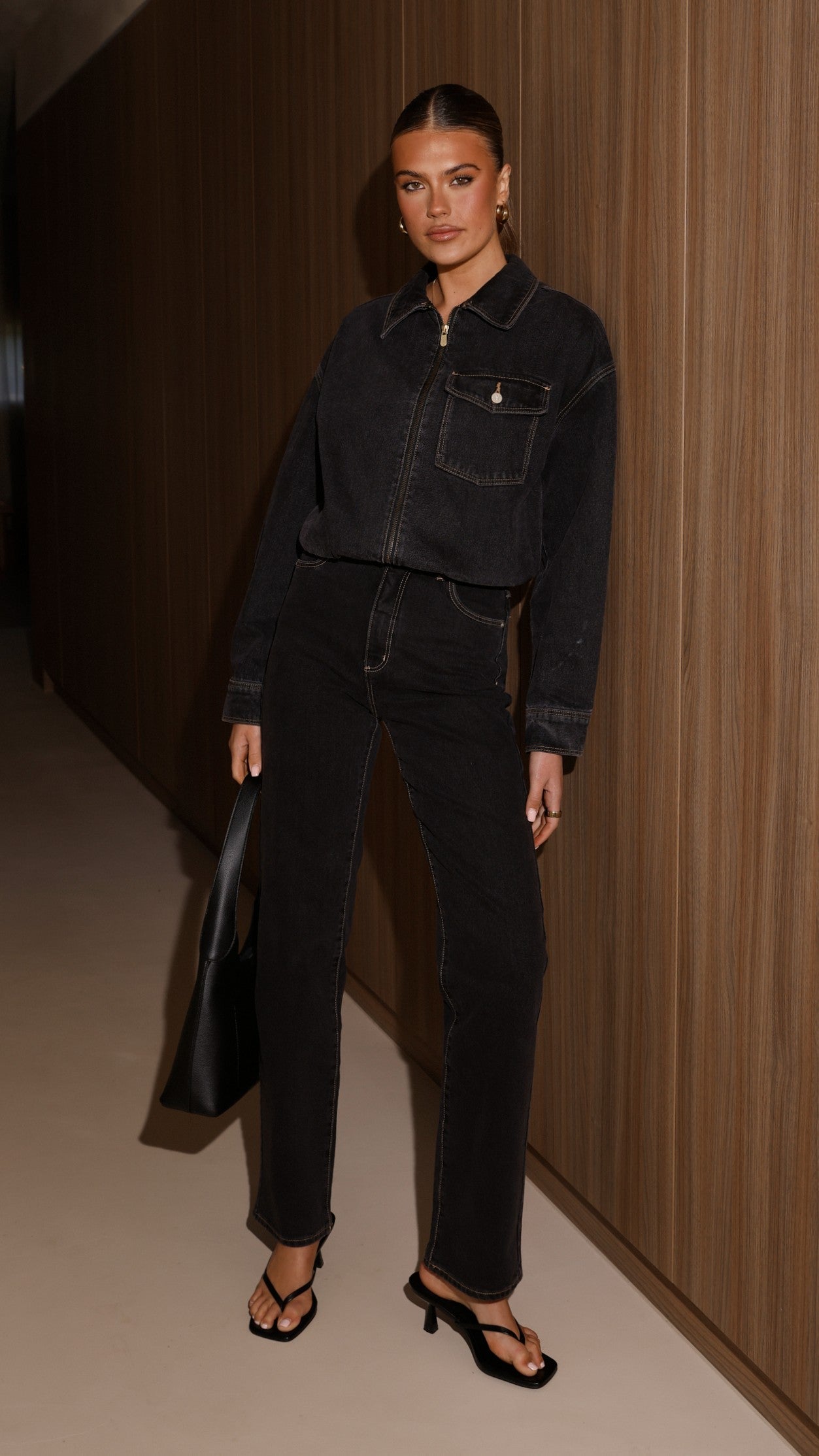 Abrand Denim Bomber Cara - Washed Black