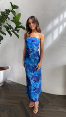 Miya Maxi Dress - Blue Floral