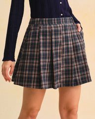 Blue Plaid A-Line Mini Skirt