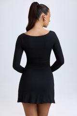 Alvie-Modal Layered A-Line Mini Dress in Black