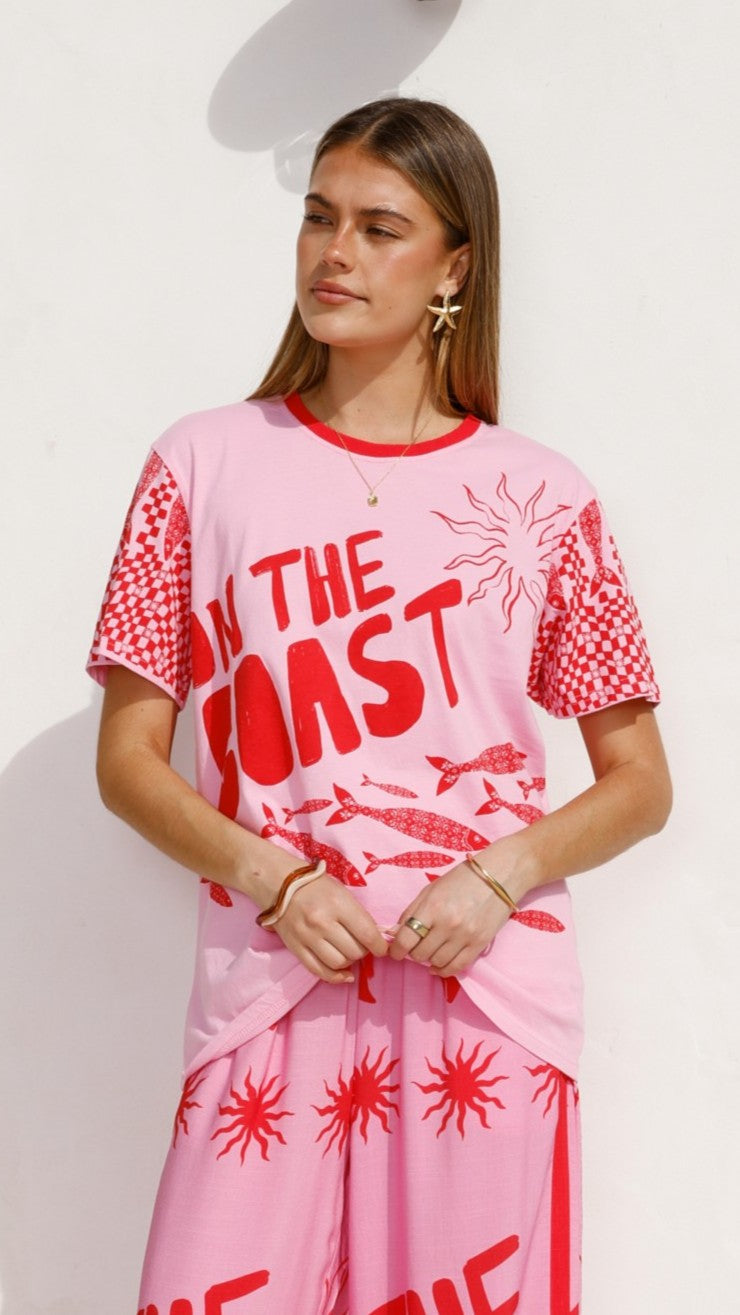 Florrie Tee - Pink/Red Tide