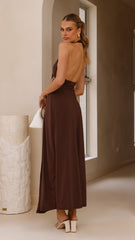 Verje Halter Maxi Dress - Brown