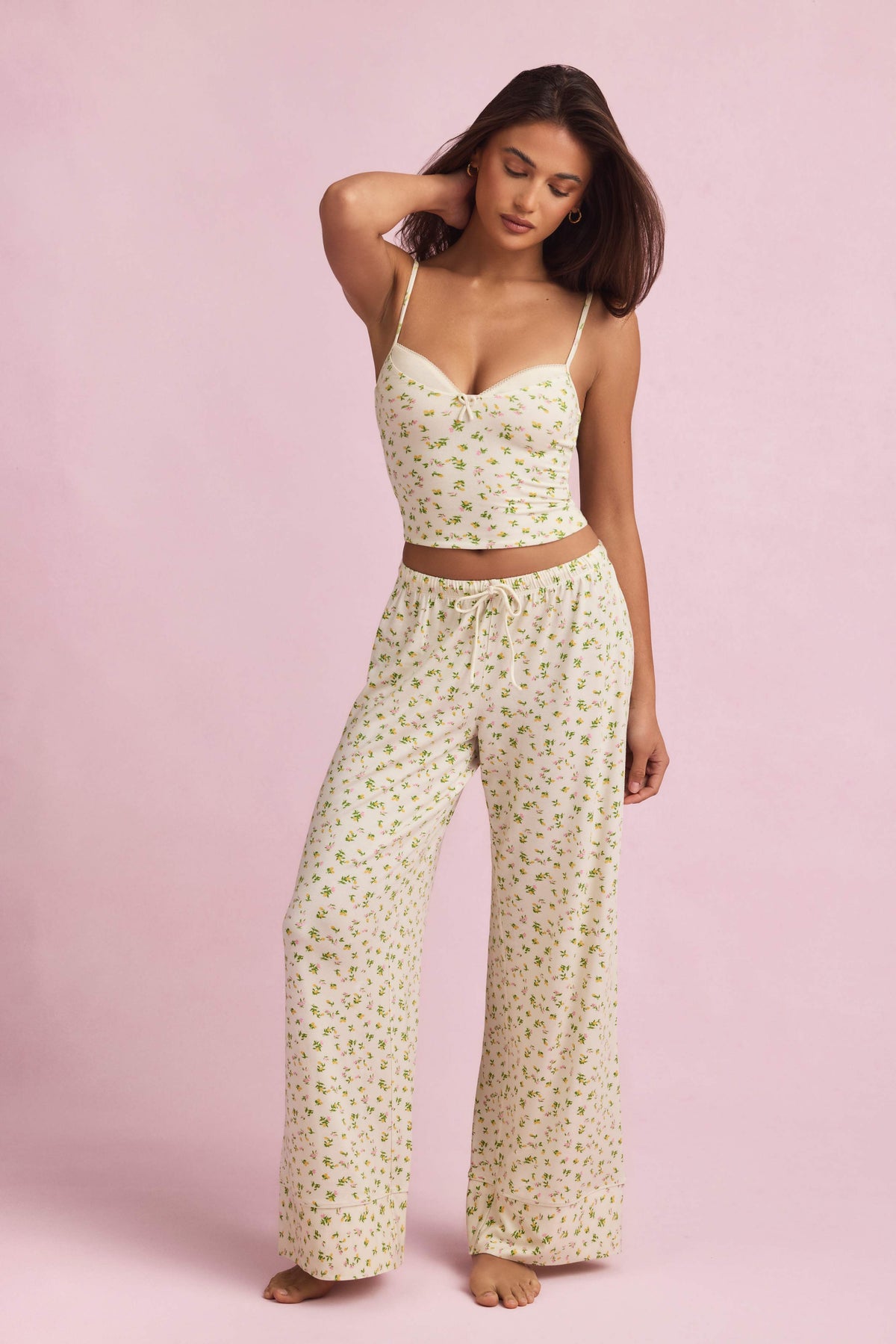 Ivelle-Modal Mid-Rise Pyjama Trousers in Lemon Print