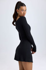 Alvie-Modal Layered A-Line Mini Dress in Black