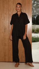 Vallerie Button Up Shirt - Black