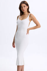 Lois-Plunge Open-Back Midaxi Dress in White