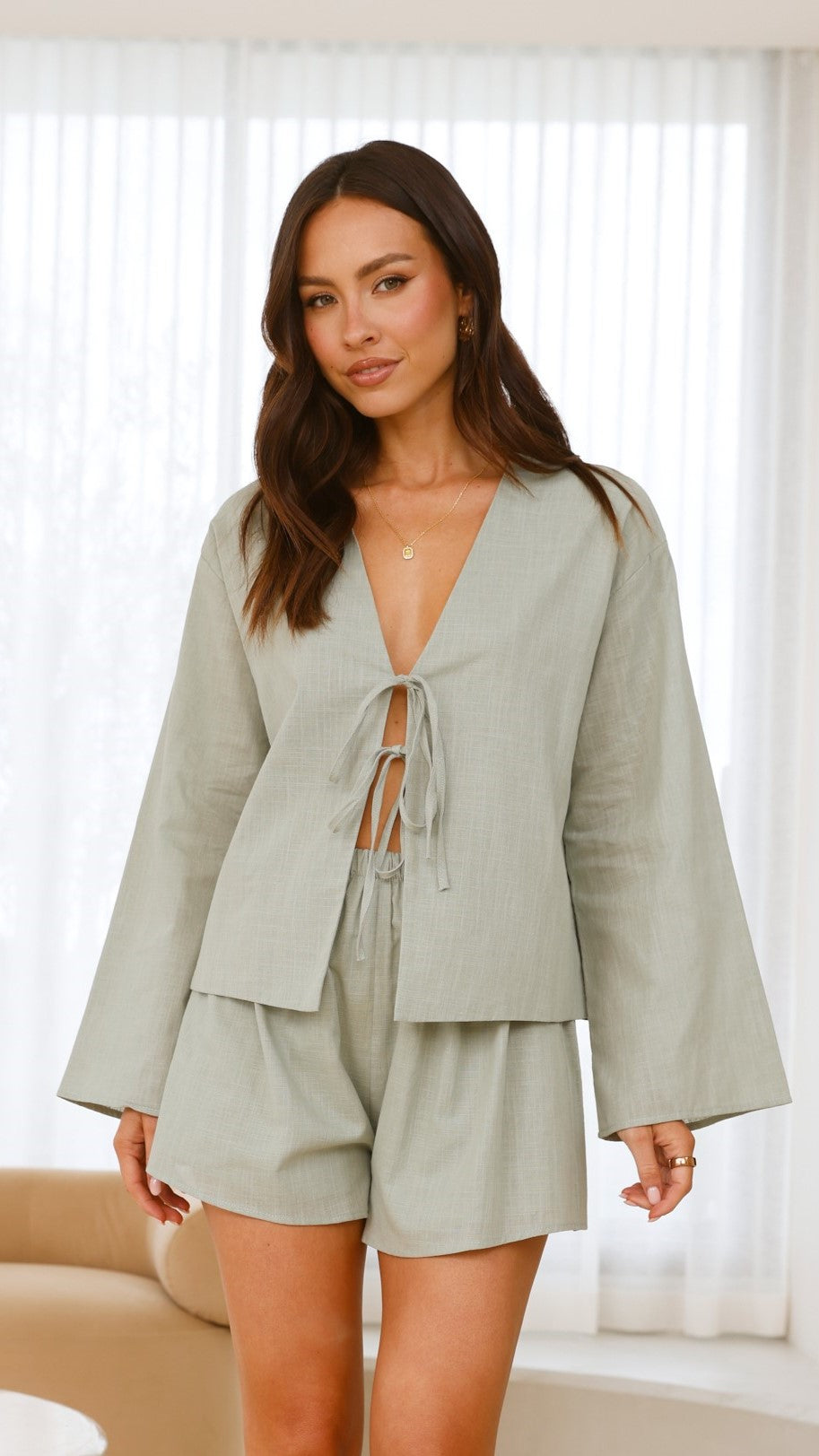 Iveena Top and Shorts Set - Sage