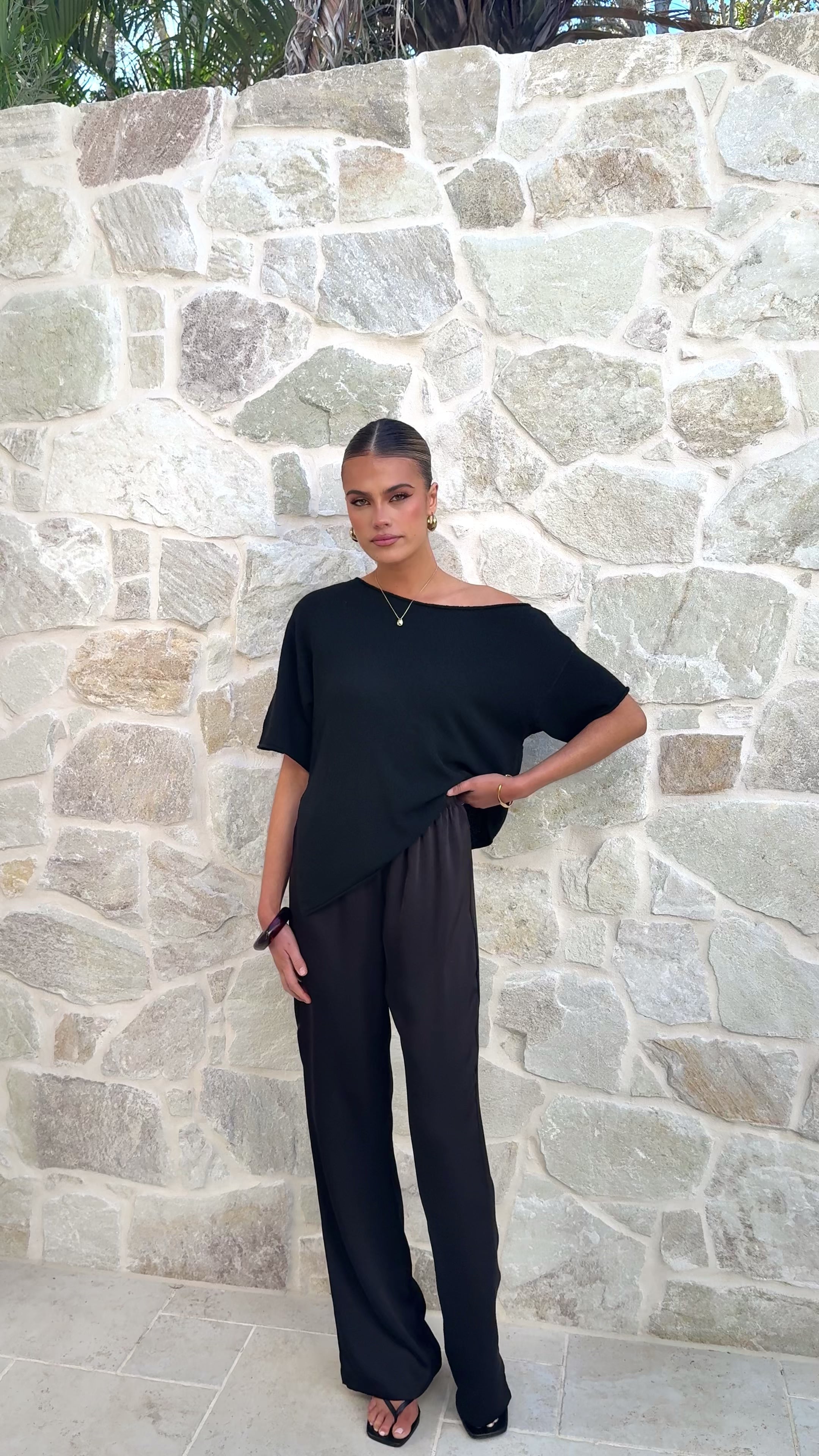 Blair Off Shoulder Tee - Black