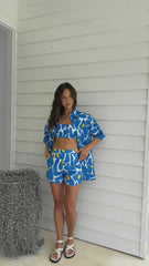 Daliah Button Up Shirt - Blue Daisy