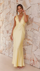 Basiano Maxi Dress - Yellow / Lace