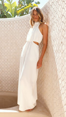Lara Halter Neck Wide Leg Jumpsuit - White