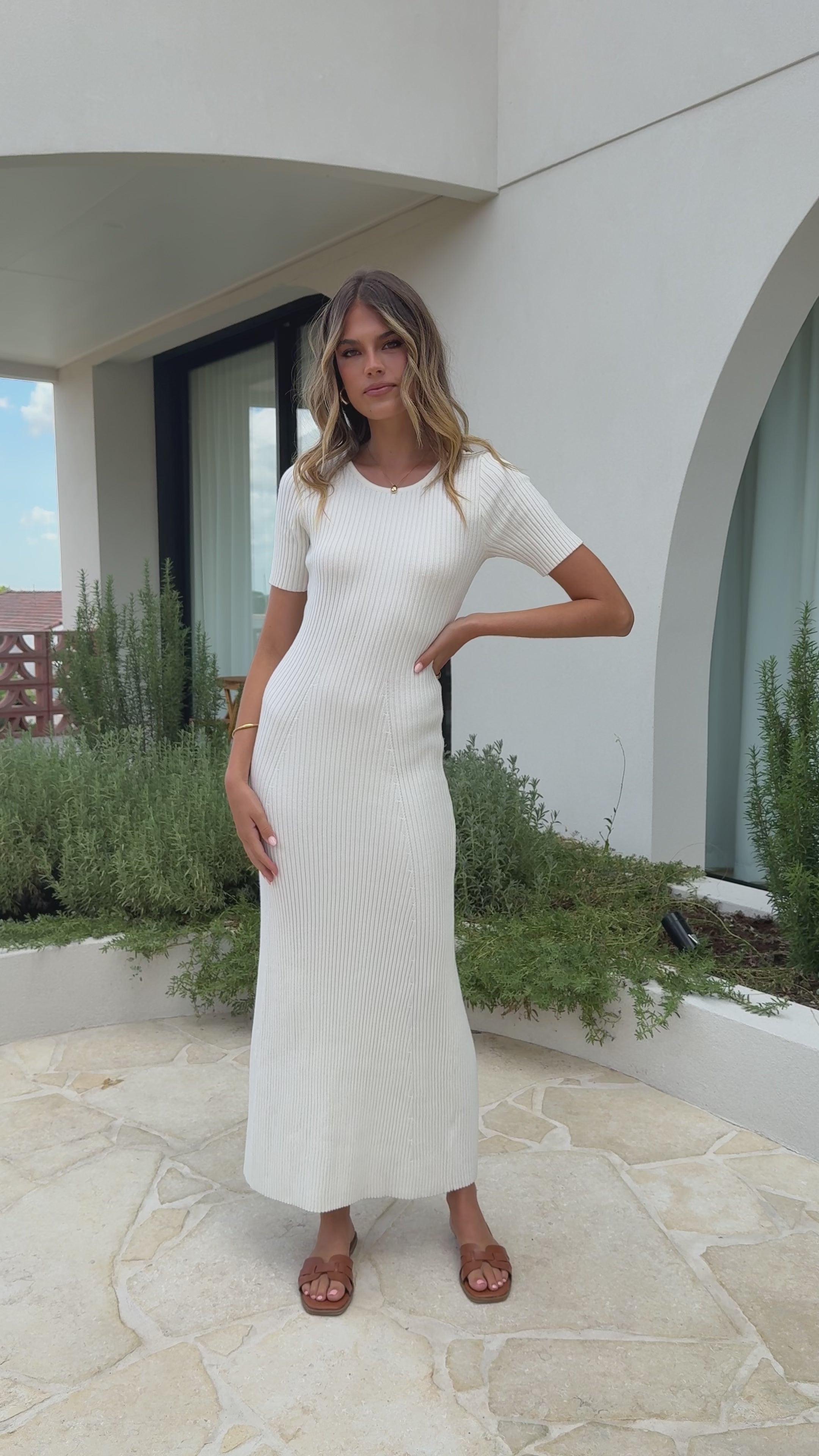 Eden Ribbed Maxi Dress - White