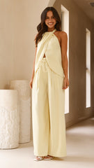Melinda High Waist Pants - Soft Yellow