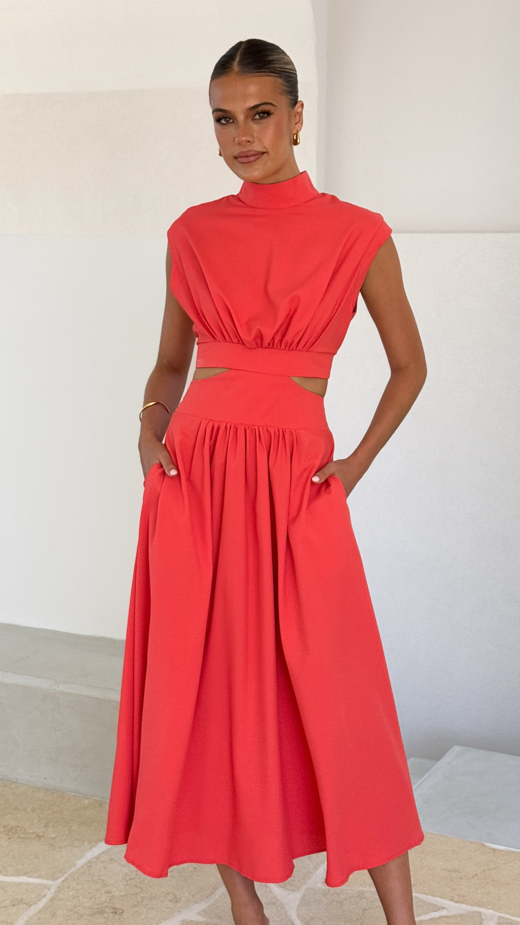 Maddison Midi Dress - Orange