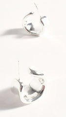 Rolled Edge Mini Wide Hoops - Silver