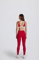 Soft Active Contrast Leggings in Dark Red