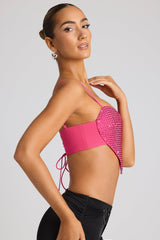 Syrene-Embellished Heart Detail Crop Top in Magenta