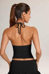 Aviora-Modal Halterneck Top in Black
