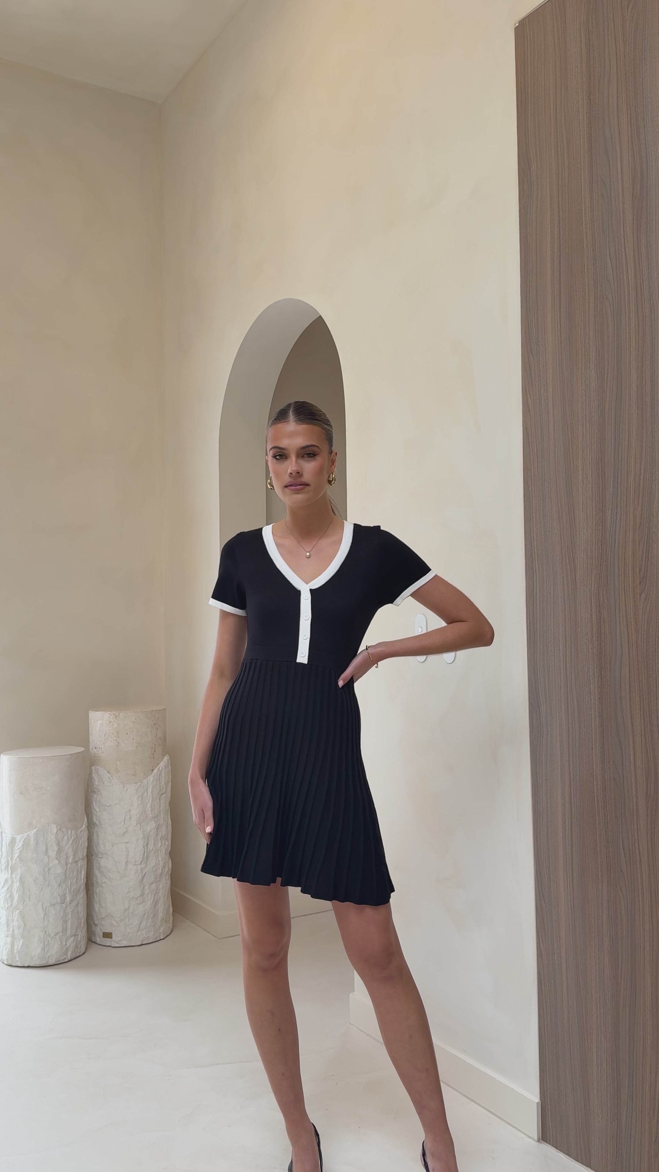 Kaylee Pleat Dress - Black