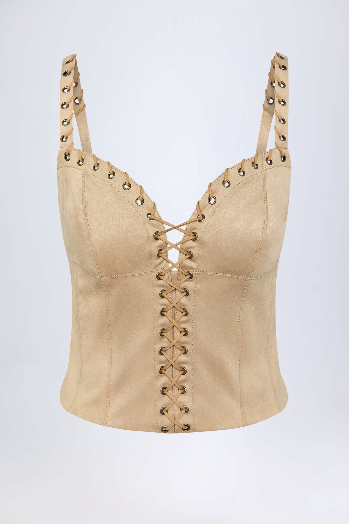 Bela-Lace-Up Top in Tan