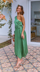 Brooklyn One Shoulder Midi Dress - Green