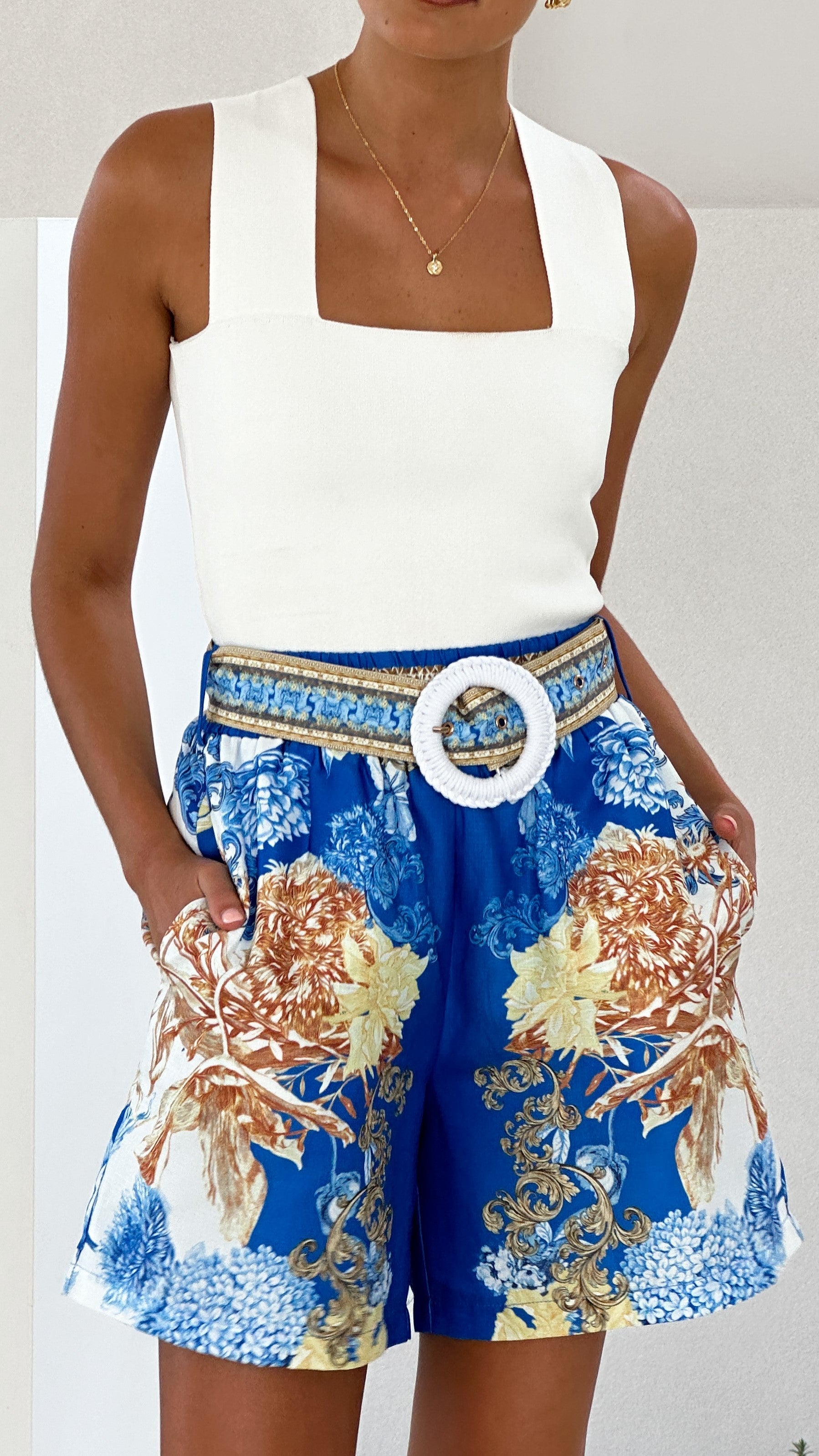 Lue Shorts - Blue/White Print