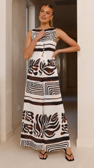 Briar Wide Leg Pants - Chocolate Abstract