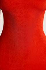 Noelia-Textured Jersey Open Back Maxi Dress in Fiery Red