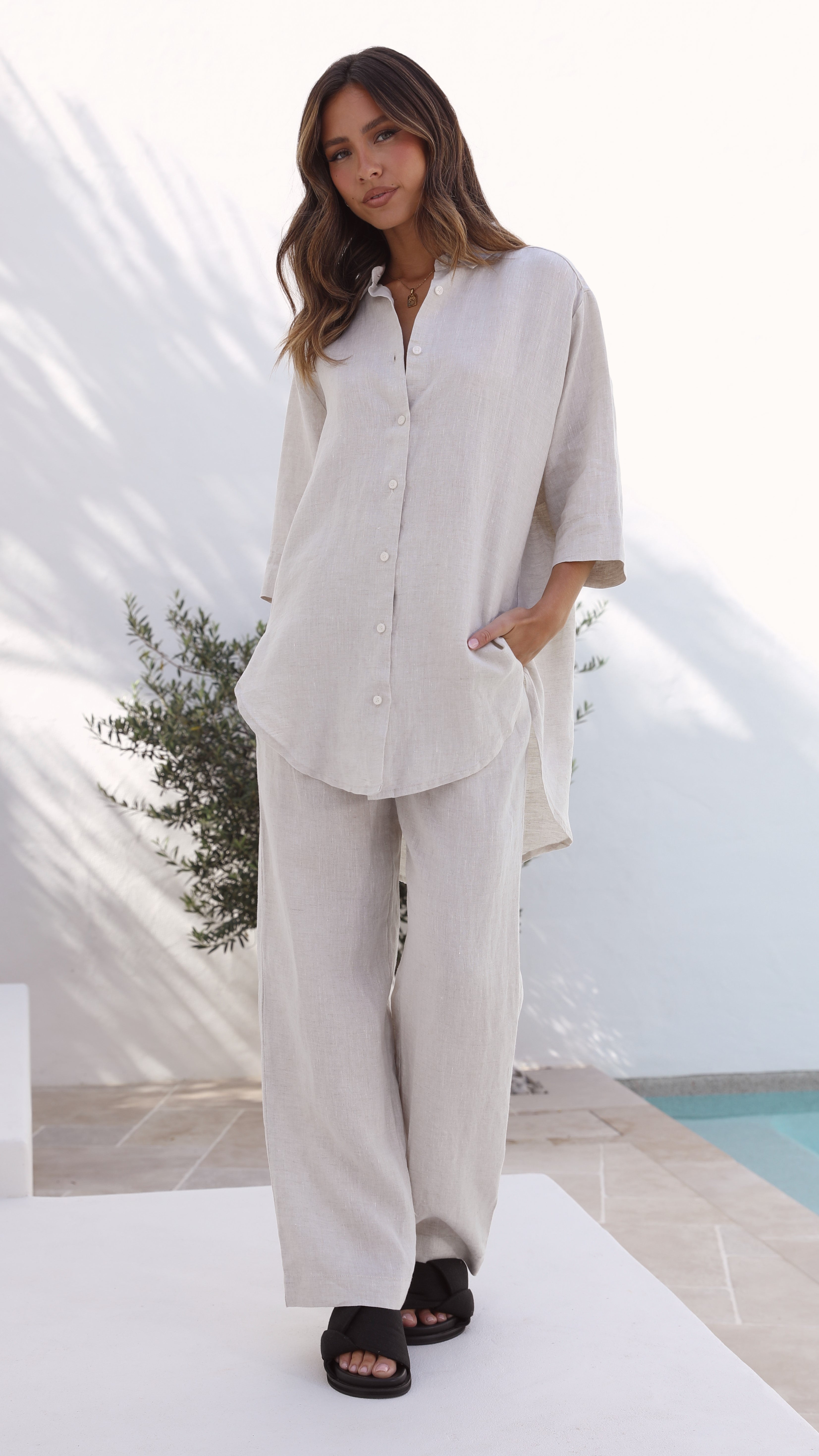 Linen Lounge Pant - Natural